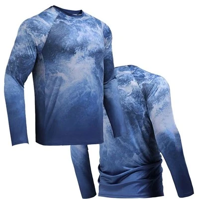 T-Shirt Memancing Longgar-Fit Lelaki-Biru Langit
